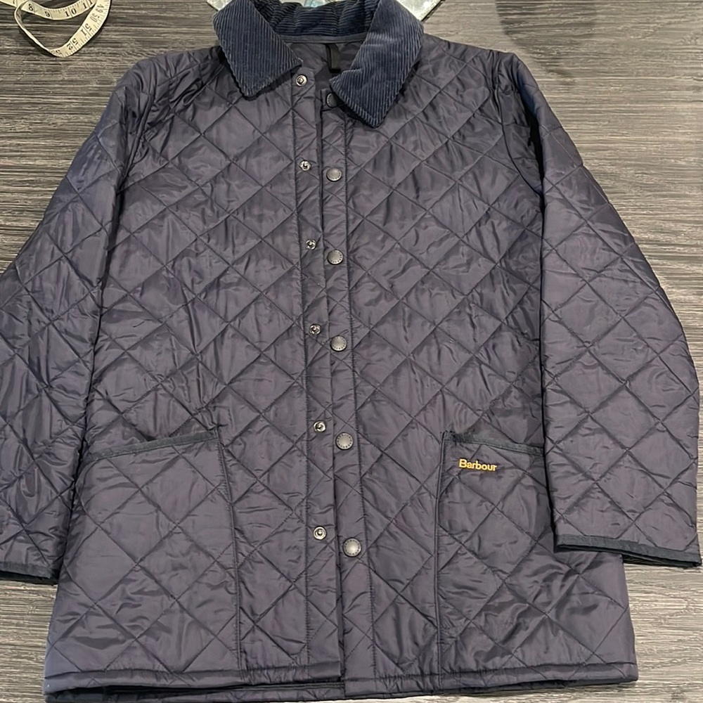 BARBOUR LIDDESDALE QUILTED MENS CLASSIC FIT NAVY JACKET SIZE SMALL